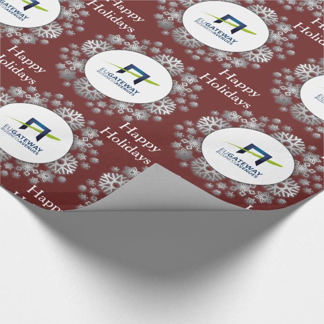 Add Your Business Logo Snowflakes Holiday Wrapping Paper (Corner)