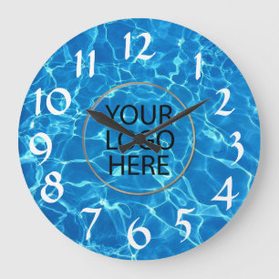 Add Your Business Logo Swimming Pool Water Large Clock