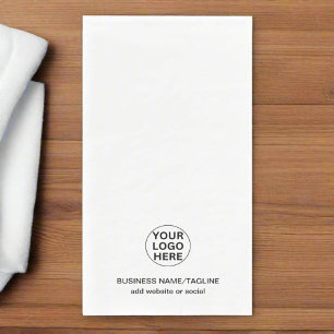 Add Your Business Logo & Text White  Napkin