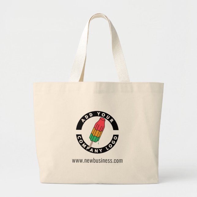 Add Your Business Logo Website Address Employees Large Tote Bag (Front)