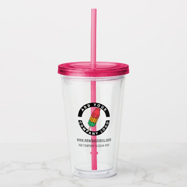 Add Your Business Logo Website Address Slogan Acrylic Tumbler (Front)