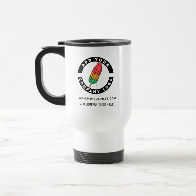 Add Your Business Logo Website Address Travel Mug (Left)