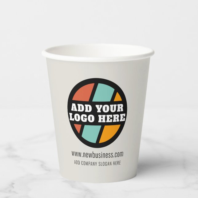 Add Your Business Logo Website Company Promotional Paper Cups (Front)