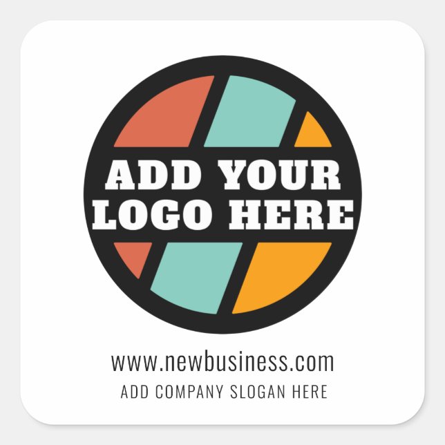 Add Your Business Logo Website Company Slogan Square Sticker (Front)