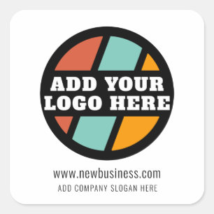 Add Your Business Logo Website Company Slogan Square Sticker