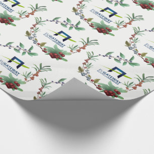 Add Your Business Logo Wreaths Holiday Wrapping Paper