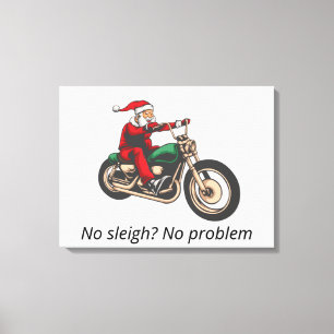 Add Your Caption Customise Christmas Santa Biker Canvas Print