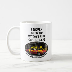 Add your Car Photo Name, Text, Never Grew Up Toys Coffee Mug