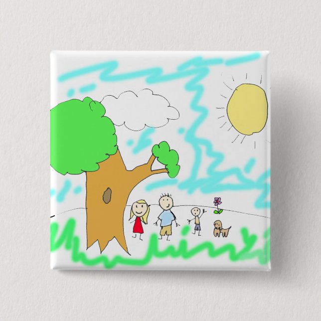 Add your Children's Artwork to this   15 Cm Square Badge (Front)