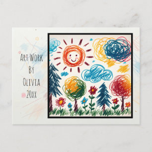 Add your Child's Artwork to this Christmas Postcard