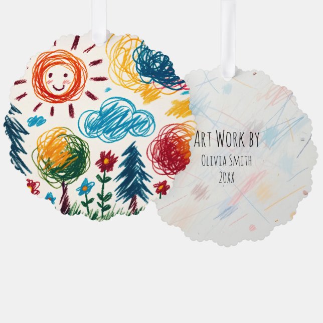 Add your Child's Artwork to this Christmas Tree Decoration Card (Front/Back)