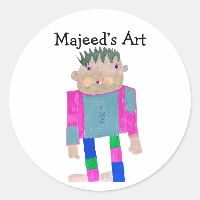 Add your Child's Artwork to this  Classic Round Sticker (Front)