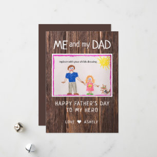 Add Your Childs Drawing Flat Fathers Day Holiday Card