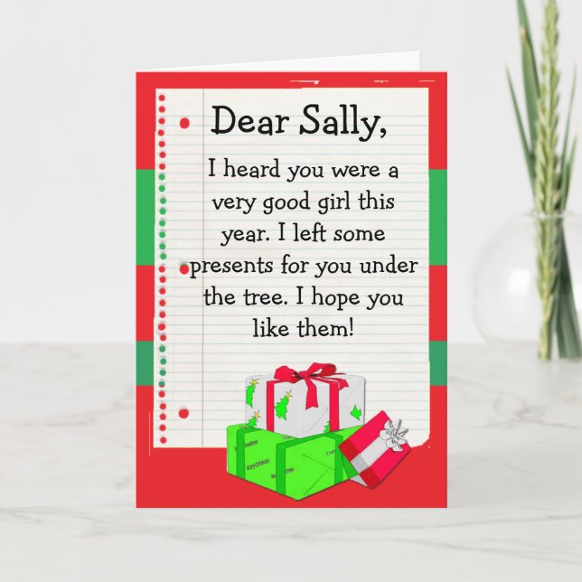 Add your Child's Name to this "Dear Santa" Card (Front)