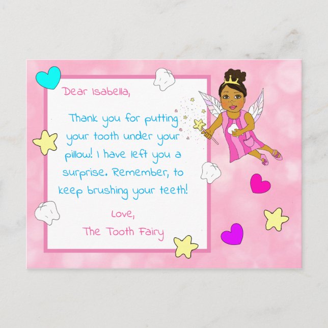 Add your Child's Name to this Tooth fairy Card (Front)
