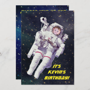 Add Your Child's Photo Astronaut Space Birthday Invitation