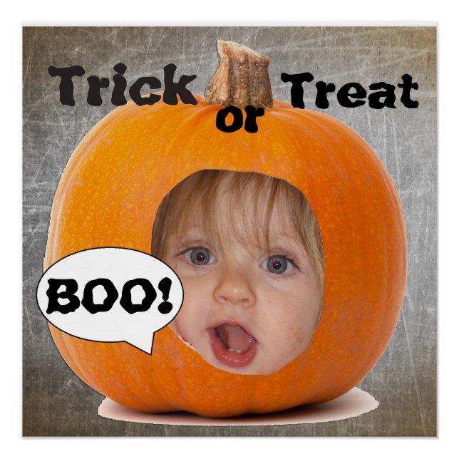 Add your Child's Photo to Funny Pumpkin Poster (Front)