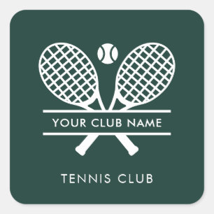 Add Your Club Name Tennis Icons Green Square Sticker