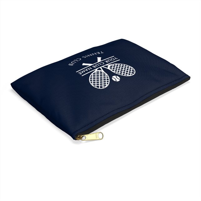 Add Your Club Name Tennis Icons Navy Blue Accessory Pouch (Tennis Club Name Custom Navy Blue White Accessory Pouch)