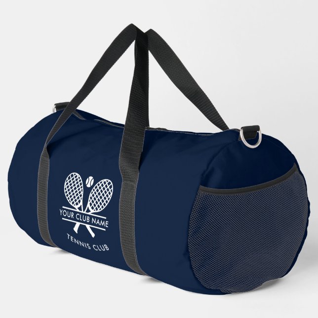 Add Your Club Name Tennis Icons Navy Blue Duffle Bag (Right Corner)