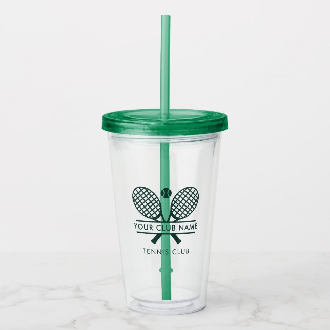 Add Your Club Name Tennis Sports Green Any Colour Acrylic Tumbler (Front)