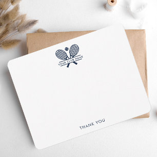 Add Your Club Name Tennis Sports Navy Blue Thank You Card