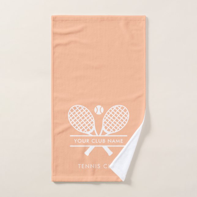 Add Your Club Name Tennis Team Any Colour Peach Hand Towel (Hand Towel)