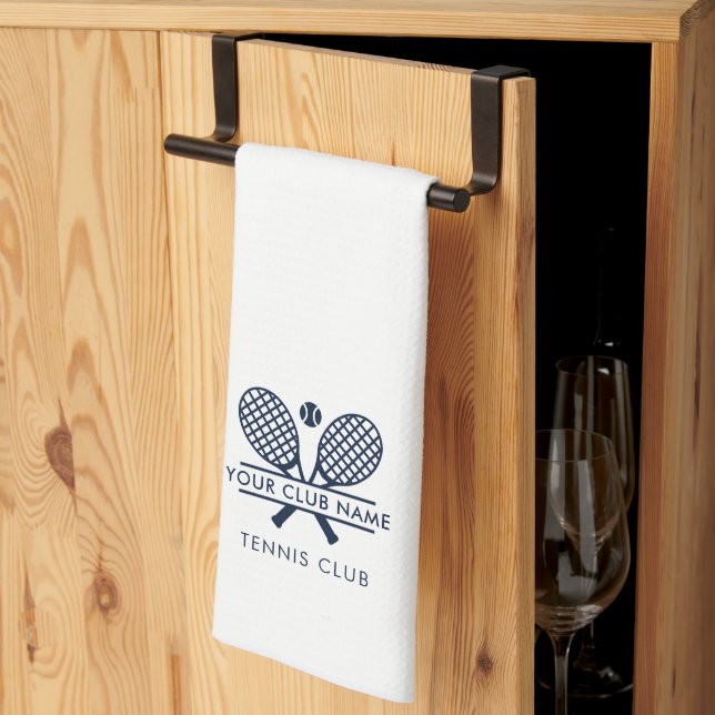 Add Your Club Name Tennis Team Any Colour White Tea Towel (Thirds Fold)