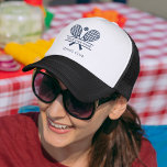 Add Your Club Name Tennis Team Coach Custom Trucker Hat<br><div class="desc">Easily customise this trucker hat by adding your club or society name by clicking the "Personalise" button. The colour palette is fully customisable, ensuring a perfect match with your club's signature hues. Simply add your club name and personalise it with individual player names to create a cohesive and professional look...</div>