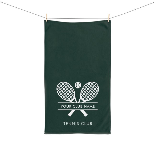 Add Your Club Name Tennis Team Green Hand Towel (Lawn Tennis Club Players Logo Green Hand Towel)