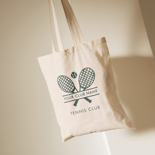 Add Your Club Name Tennis Team Green Logo Tote Bag (Tennis Club Team and Players Logo Custom Tote Bag)
