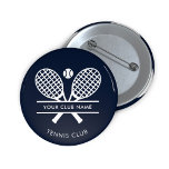 Add Your Club Name Tennis Team Navy Blue Custom 6 Cm Round Badge<br><div class="desc">Easily customise this button by adding your club or society name by clicking the "Personalise" button. You can change the background, fonts, and button colour by clicking the "Edit with Design tool". Perfect for any club, business, or school society. Order as many or as fewer as required. There's no setup...</div>