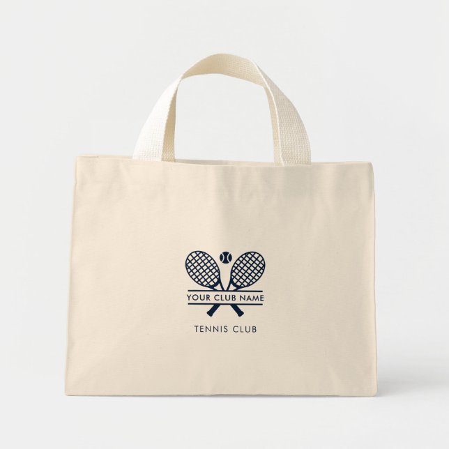 Add Your Club Name Tennis Team Navy Blue Mini Tote Bag (Front)