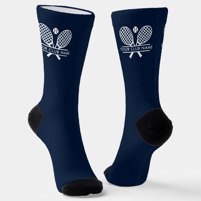 Add Your Club Name Tennis Team Navy Blue Socks (Angled)