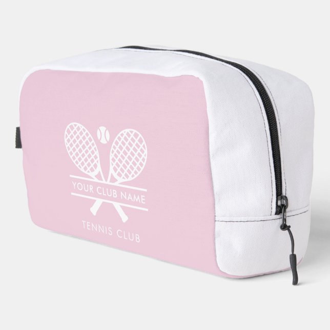 Add Your Club Name Tennis Team Pink White Dopp Kit (Right Corner)