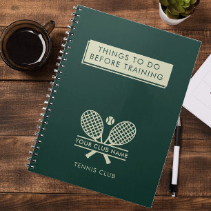Add Your Club Name Tennis Team Players Green Notebook