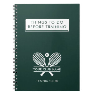 Add Your Club Name Tennis Team Players Green Notebook