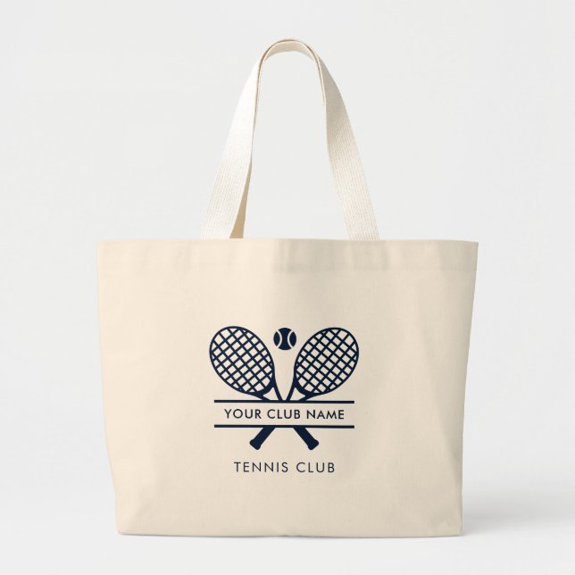 Add Your Club Name Tennis Team Promotional Swag Large Tote Bag (Front)
