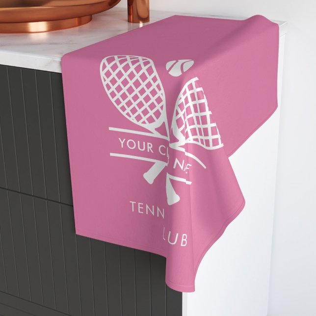 Add Your Club Name Tennis Team Swag Hand Towel (Pink Tennis Club Hand Towel)