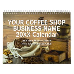 Add Your Coffee Shop Business Name Details 20xx  Calendar