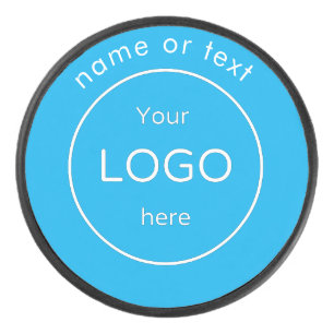 Add your company business shop logo blue hockey puck