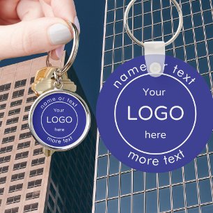 Add your company business shop logo house blue key ring