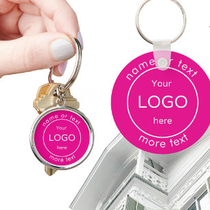 Add your company business shop logo house pink  key ring
