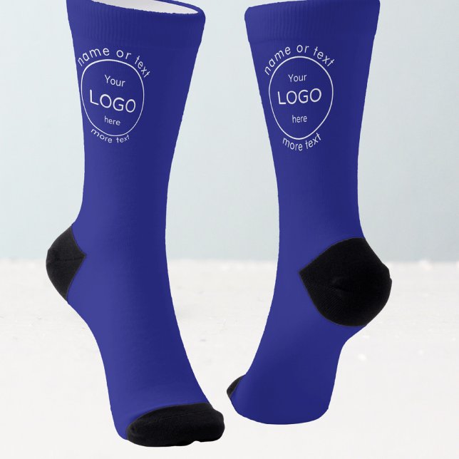 Add your company business shop logo promo blue  socks (Creator Uploaded)