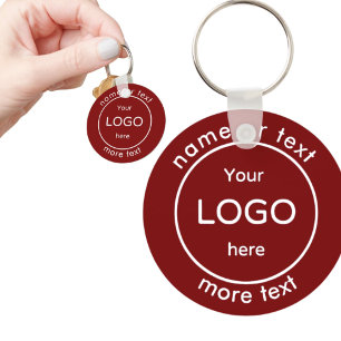 Add your company business shop logo red key ring