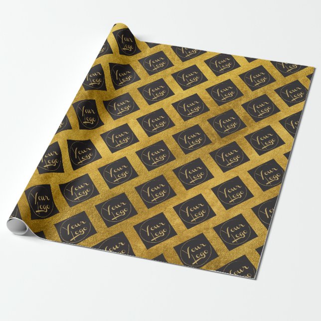 Add Your Company Logo on Gold Wrapping Paper (Unrolled)