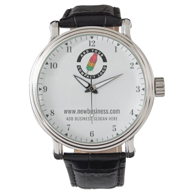 Add Your Company Logo Website Address Custom Watch (Front)