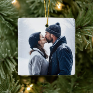 Add Your Couple's Photo to this Christmas Ceramic Ornament