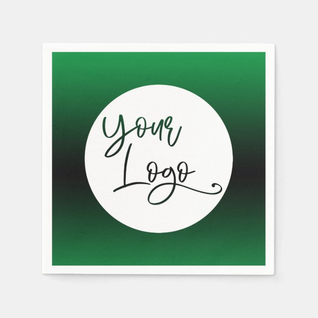 Add Your Custom Logo Bright Green and Black Ombre Napkin (Front)