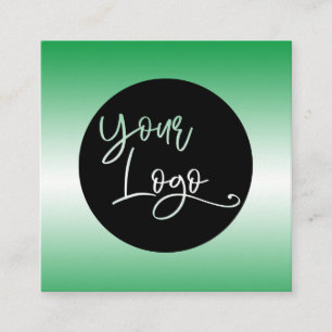 Add Your Custom Logo Bright Green and White Ombre Square Business Card